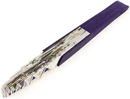 Qtqgoitem Сгъваем ръчно фен в бамбукова рамка с флорални принтом Лилав цвят (Модел: 530 67a e81 7b3 9d1)