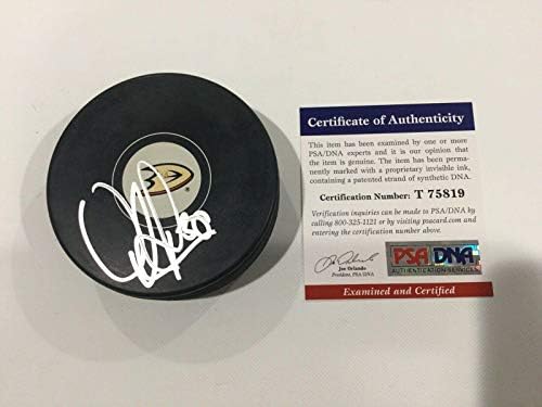 Виктор Бързо Подписа миене с автограф Анахайм Дъкс PSA DNA COA a - за Миене на НХЛ с автограф