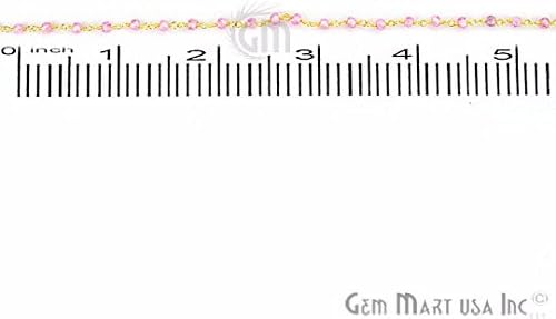 3 Фута Инкрустирани Розови Мъниста от Цирконий, Броеници, 2,5-3 мм 24-каратная Позлатена Метална Верижка За Четок (GPPK-30050)