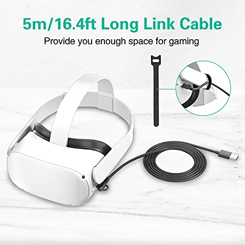 Кабел SEVENKA Long Link за Oculus Quest 2/Quest, 16,4 фута / 5 м USB C 3,2 Gen1 Кабел за компютърни игри и VR-слушалки, бързо
