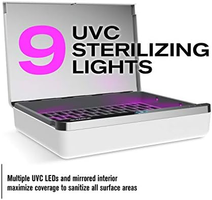 MYGUARD Surface Pro XL Сверхбольшая капацитет 360-градусов UV-дезинфектант с зареждане от устройство; Сертифициран от лабораторията за унищожение до 99,9% от бактерии и вируси; Д