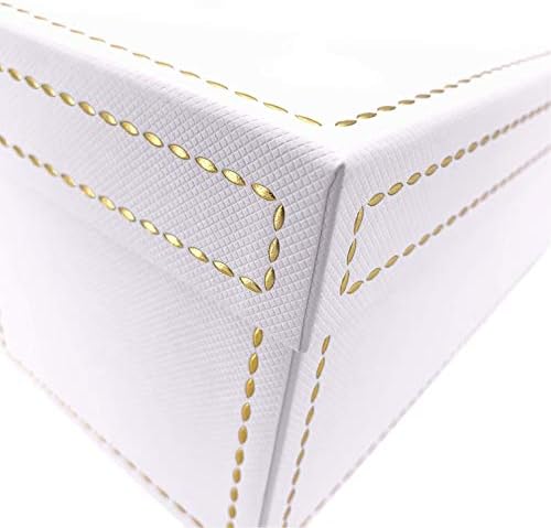 Луксозен подарък кутия Oxfrd & Comma, бял, със златни шевове, по-голям правоъгълник