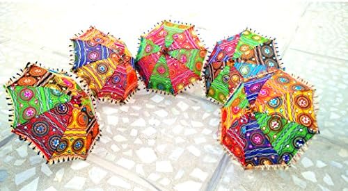 PinkCityCreations PCC на Едро партия от 5 бр. Традиционен индийски Дизайнерски чадър, ръчно изработени от Раджастански