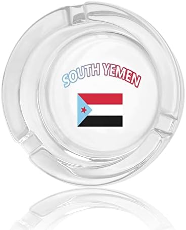 Флаг Южен Йемен Стъклен Пепелник Кръг Титуляр за Пепел Калъф Пепелник за Домашен интериор Маса в Хотела