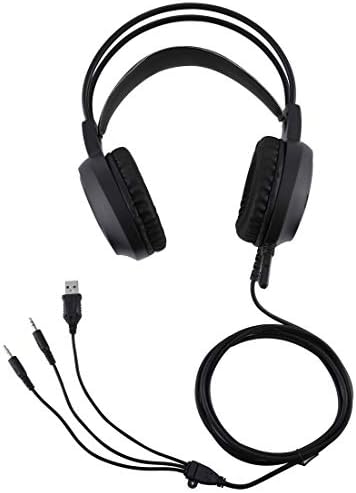 Слот слушалки с двоен съединител 3,5 мм, слушалки с микрофон и RGB led подсветка, дължина на кабела: 2.1 m, удобно за употреба (цвят: