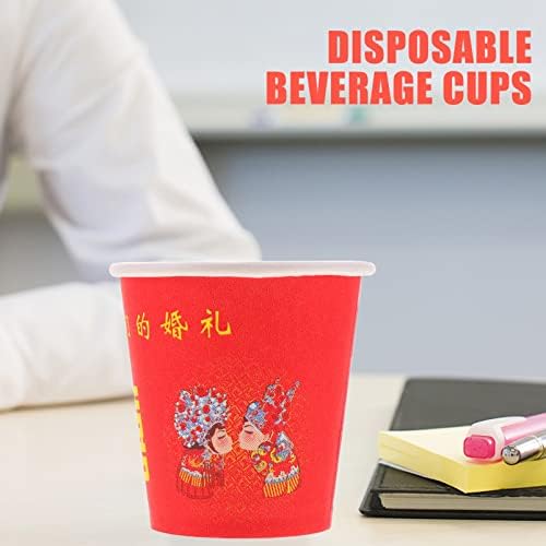 GALPADA Еднократна употреба Хартиени Чаши 100шт Китайските Сватбени на Картонени Чаши за Студени Напитки, Горещ Чай, Вода, Сок Титуляр за