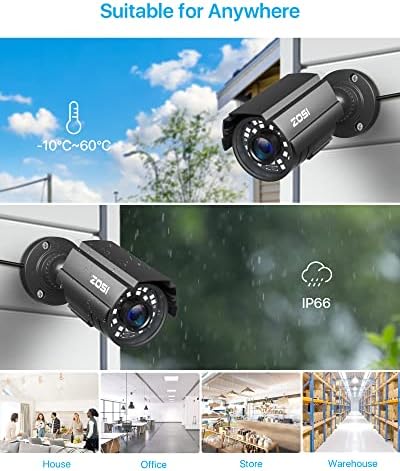 Камера ZOSI 1080P HD-TVI Security Bullet BNC с нощно виждане и 5-Мегапикселова Wi-Fi PTZ камера C296, Панорамна / Наклонена