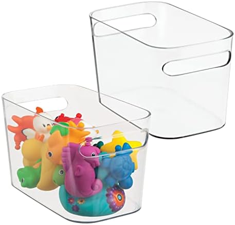 mDesign Пластмасова Кутия за съхранение на играчки, Органайзер, Кошница с дръжки за Детска спалня, Стая за играчки, Игри стая - Побира фигурки,