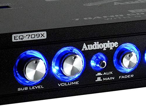 Audiopipe EQ-709X 7-лентов 9-Волтов Универсален Графичен Авто аудио Еквалайзер половината DIN за Автомобилни Стерео системи, Говорители и Субуфер (2 бр.)