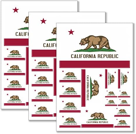 QQSD Стикер с флага Калифорния различни размери (3 опаковки, 11,7 x 8,3 инча)
