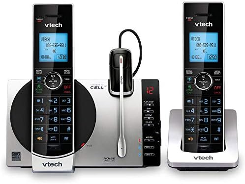 VTech DS6771-3 безжичен телефон с разширение DECT 6.0 с връзка към мобилен, достъп Siri и Google Now, сребрист / черен, 2 тръба и 1 Безжична слушалка (обновена)