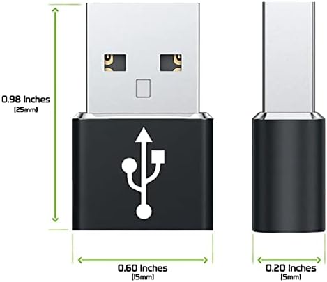 Бърз USB адаптер-C Female USB Male, който е съвместим с вашия BlackBerry Motion за зарядни устройства, синхронизация, OTG-устройства, като клавиатура, мишка, Zip, геймпад, pd (2 опаковки)