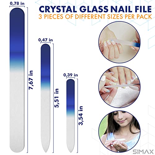 3шт Пила за нокти от Кристално стъкло - Професионална Пила за естествени нокти, Определени Пилочек за Изкуствени нокти за Жени, Кристален