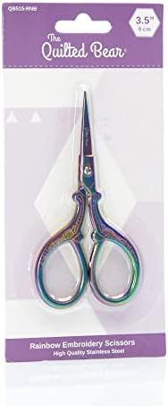 Ножици за бродиране Quilted Bear Rainbow - Прецизна ножица за бродиране/бродерия от дъгата неръждаема стомана 3,5 Rainbow с остри ножове за шиене, плетене и бродерия