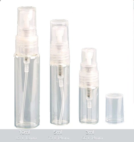 Grand Parfums Празни Стъклени Флакони със спрей за малки Мъгла обем 10 мл Флакони за Многократна употреба-опаковки за Преливане на Парфюм,