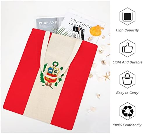 Дамски Холщовая Чанта-Тоут с Флага на Перу, за Многократна употреба за Хранителни стоки Чанти, Персонални Чанти За Пазаруване