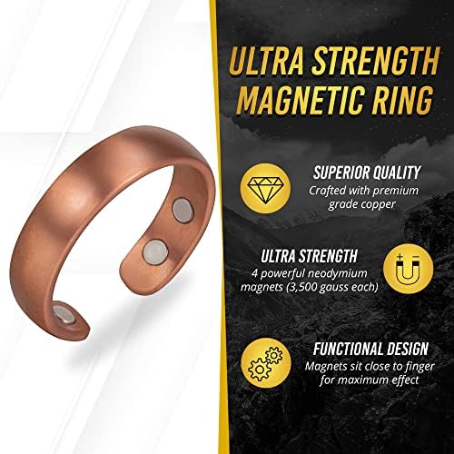 Магнитно медни пръстена MagnetRX® – Елегантни Магнитни пръстени – Медни пръстени за жени и Мъже (Размер 6)