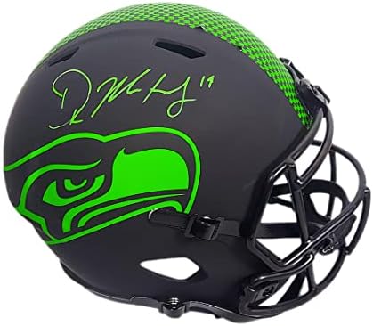 Пълен размер Копие шлем Seattle Seahawks Эклипс с автограф на СК Меткалф - Ръчно подпис и удостоверяване на Бекет