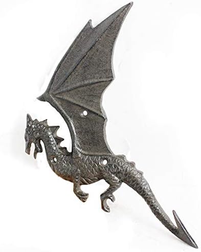 BFRTH Статуи Декор Чугун Flying Dragon Опашката С Една Кука Домашен Монтиране на Куката за Украса на Стената на Верандата Украса Палта и Шапки на една Кука За Ключове