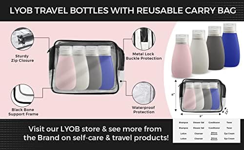 LYOB Херметически Меки Силиконови Шишета за Еднократна употреба, които са Одобрени от TSA, 3 грама в Пътна чанта със стикери, които не съдържат BPA, Пътни Бутилка за тоале