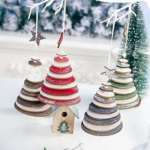 Сезонна декорация, 2 бр., креативна Коледна дървена Многопластова снежинка, Коледно Дърво, окачване от мъниста, украшение (зелена