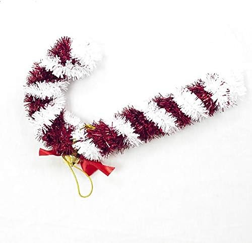 Сезонна украса, 2 БР., върховете на коледната елха, Коледни звънчета от леденцовой бастуни, украса, окачване (червена и бяла). (Цвят: