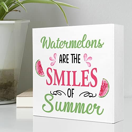Дини-Усмивката на Лятото Дървена Табела Знак за Декор на Масата, Селски Годишният Диня Дървен Блок Знак за Украса на Масата за Ваканционен