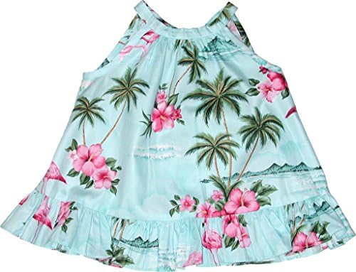 Комплект от хавайския рокли от 2 теми с рюшами на спагети презрамки и рюшами Flamingo Paradise за малки момичета RJC