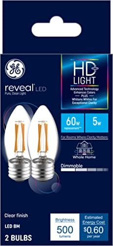 Led лампи на GE Lighting Reveal, Еквалайзер 60 W, HD + Light, Декоративни лампи, Средна База (2 опаковки)