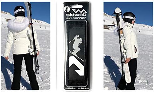 Колан за носене на ски и щеки Skiweb - Вертикална стойка за ски и щеки, перекидывающийся през рамо, освобождающий ръце - Просто пренасяне