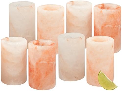 Чашки с гималайской сол, набор от осем 3-инчов питиета от натурална розова сол - Чашки за текила са ръчно изработени Идеални