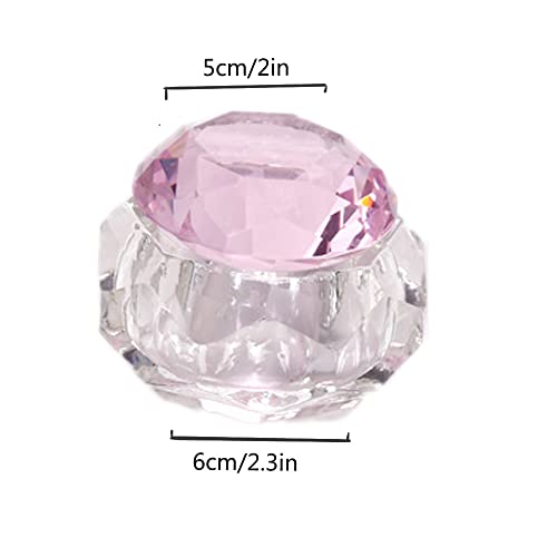 Qixivcom Диамантена Чаша за Дизайн на ноктите Кристален Чаша с Розов капак на Контейнер за Грижа за ноктите Единична чаша