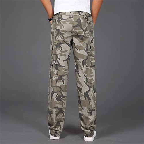 Мъжки Модни Ежедневните Свободни Памучни панталони Големи размери с джоб дантела, Камуфляжные Панталони с Еластичен ластик на талията,