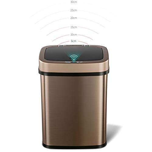 ZHAOLEI Smart Sensor кофа за Боклук от Неръждаема Стомана Квадратна Кофата за Офис кошче за Боклук Злато 12Л от (Цвят: E)