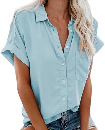 Дамска Блуза Есен-Лятото с Къс ръкав 2023, Модни Дрехи Копчета, Основна Блуза, Риза за Момичета J6 J6