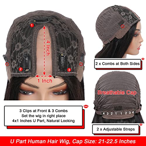Перуки от човешка коса с U-образна част от жените, бразилски перука от човешки косъм с масова вълна, 1 x 4U-образна форма, полупарики