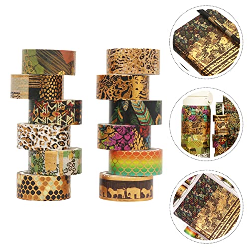 COHEALI 12 ролки Самозалепващи се Леопардовой Стикери за Украса на Етикети За Албуми Мм Лента Коледни Проектанти Подарък Карти Декор Украса
