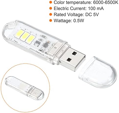 PATIKIL 6000-6500 K Мини USB led лампа, 2 опаковки 0,5 W Преносим Сензорен Нощна led лампа, Тънък Модул Лампа за Къмпинг, Клавиатура на