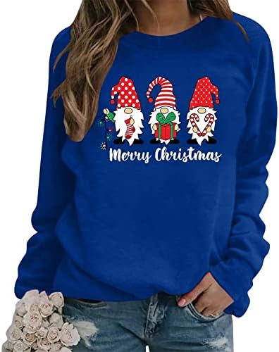 Весела Коледа, Дамски Блузи с Дълъг ръкав, Всекидневни Пуловер с Кръгло деколте, Блузи, Модни Коледна Празнична Hoody, Пуловер, Блуза