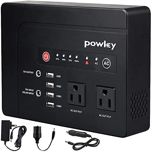 Портативен захранващ блок Powkey с мощност 200 W и комплекти за слънчеви панели, външна батерия с Капацитет 42000mAh за къмпинг, Соларен