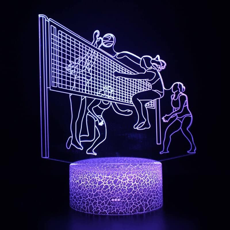 ALINZO Волейбол Бадминтон 3D лека нощ за Момче 16 Цвята Интериор на стаята за Момичета Илюзия Led ЛАМПА USB Волейбол фигурка