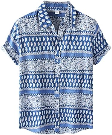 XXBR Летни Мъжки Хавайски Ризи, Реколта Блузи с Къс ръкав и Тропически Принтом, Свободна Плажна Риза Свободно Намаляване На копчета