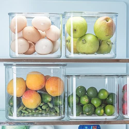 AZONEIN Прозрачни Пластмасови Штабелируемые Кутии За Съхранение - 3 БР Кухненски Съдове За съхранение на Плодове Във фризера, Организаторите за Хладилници, Кутии С Кап
