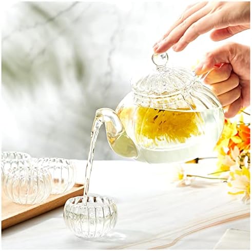 Комплект стъклени чайници Zubebe, който включва Чайник от Прозрачно стъкло, Стъклена кана за чай, могат да се мият в микровълнова фурна, съдомиялна машина, електрическ