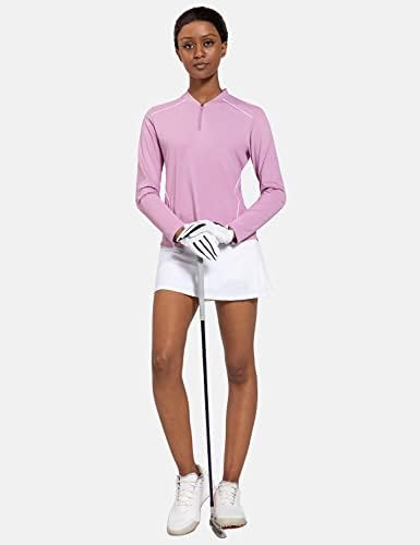 Женски Тенис Риза за голф BALEAF с дълъг ръкав UPF 50 + 1/4 цип, бързо съхнещи Активни Върховете