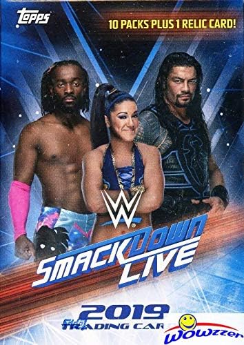 2019 Topps WWE SMACKDOWN LIVE! ИЗКЛЮЧИТЕЛНА дребно кутия с фабрично запечатани и степента на фоновата реликтова карта! Потърсете