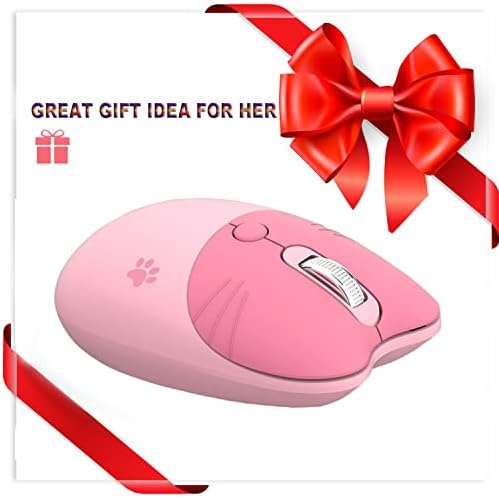 Сладък Безжична Мишка Attoe, Безжични Безшумни Мишката 2,4 G за момичета, Кавайная Мишка с USB приемник, Тематични мишка с