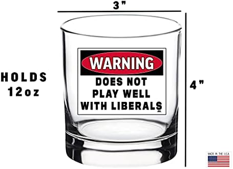 Забавно е предупреждение за нещо Лошо се Съчетава С Либералите Старомодна Чаша За Уиски, Подарък консерватору или републиканец