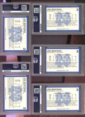 1990 Notre Dame ПРОМО Collegiate Collection 3 Прогнозна карта на Джо Монтана PSA 5 - Студентски карти без подпис