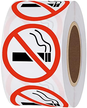 Предупредителни стикери с логото на Hybsk No Smoking Диаметър 1,5 инча По 500 броя в ролка (1,5 инча)